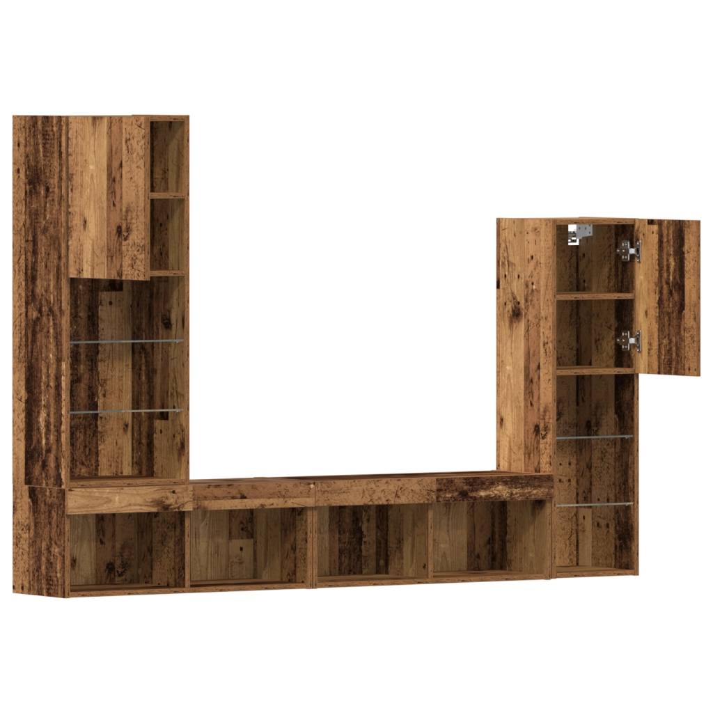 Mobile TV  con luci LED Legno invecchiato 40.5x30x102 cm