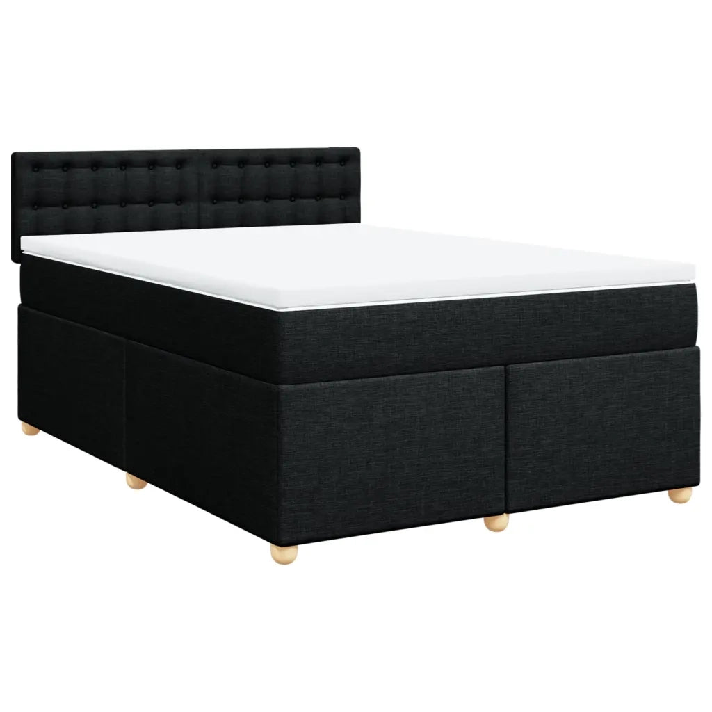 Giroletto a Molle con Materasso Nero 160x200 cm in Tessuto