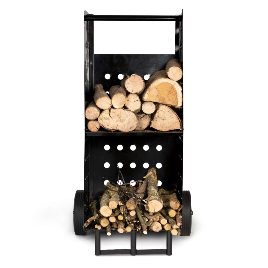 IDMarket - Carrello porta legna da ardere in acciaio nero 40x40x100 cm per il camino