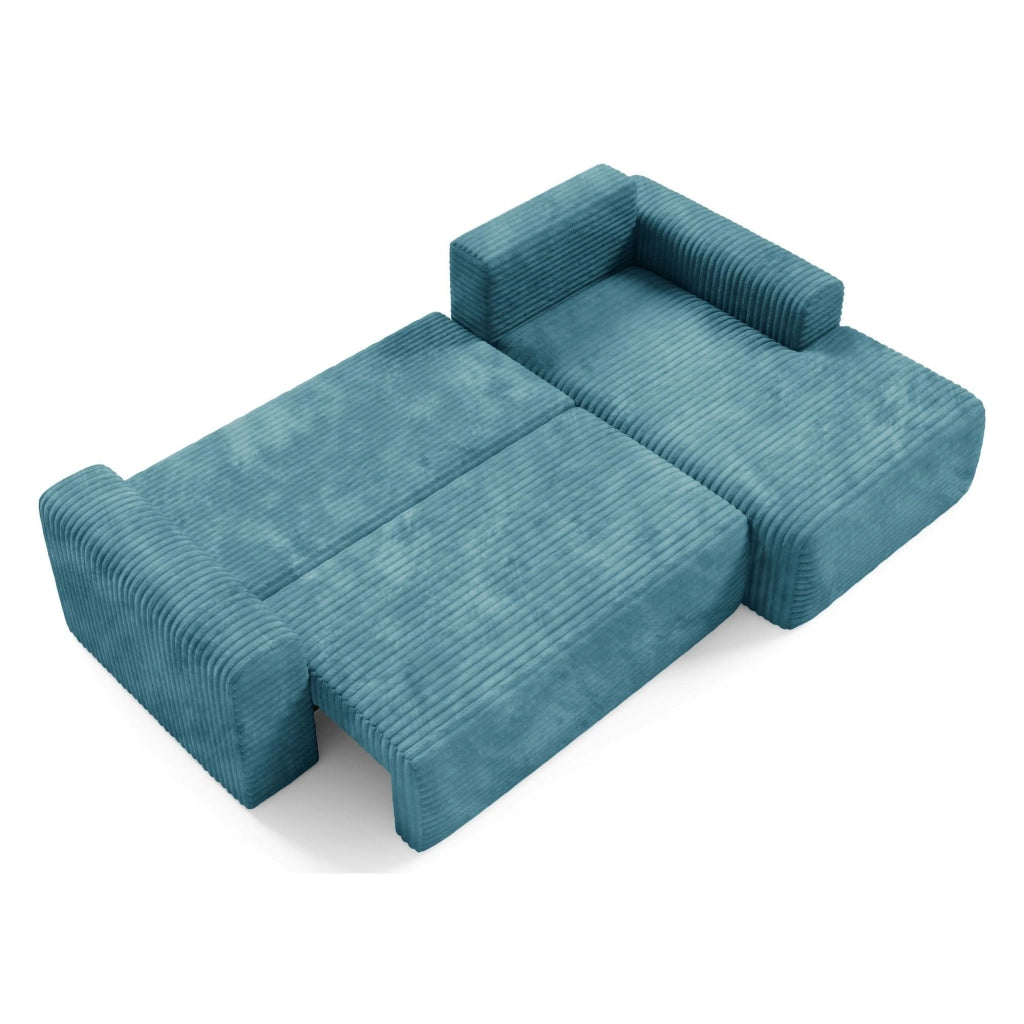 Folgarida, Divano Letto con Penisola Contenitore, 268x163 cm blu Petrolio