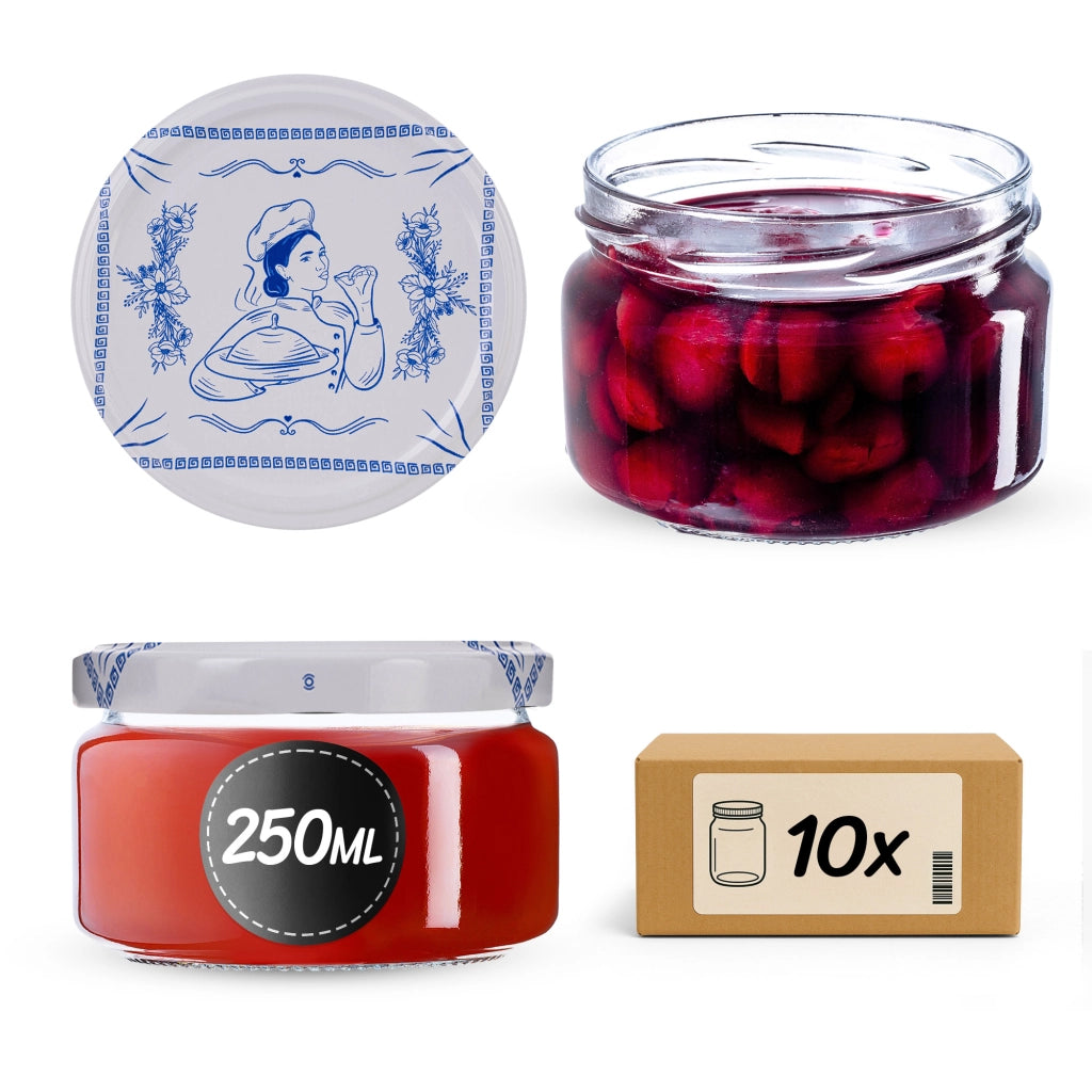 Barattoli per conserve KADAX Denia 250 ml 10 pezzi 82 mm + coperchio "Kucharka"