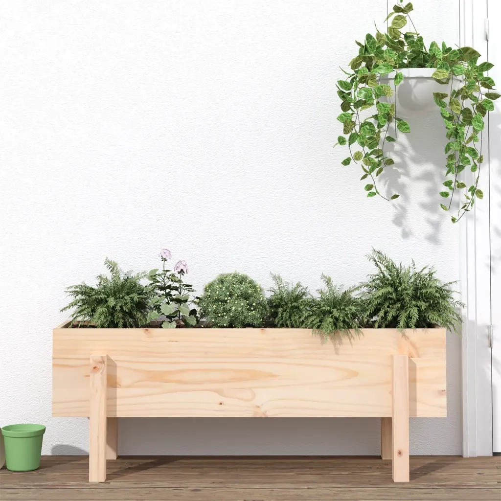 Fioriera Rialzata da Giardino 101x30x38 cm Legno Massello Pino 825184
