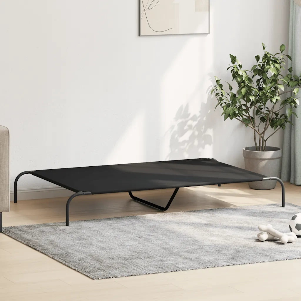 Cuccia per Cani Rialzata Nera 150x90x20cm Tela Oxford e Acciaio 42000841