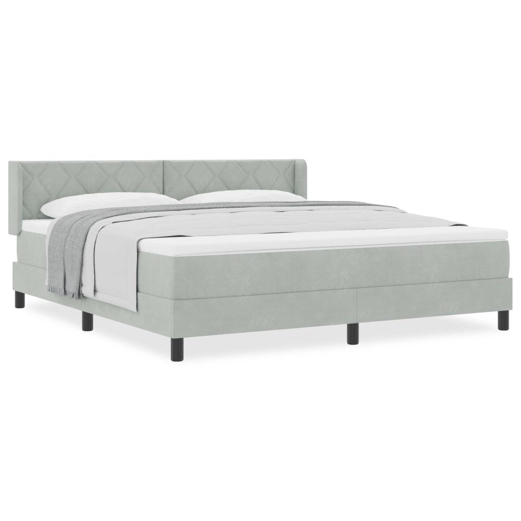 Letto con Box Spring e Materasso Grigio Chiaro 180x200 cm in Velluto