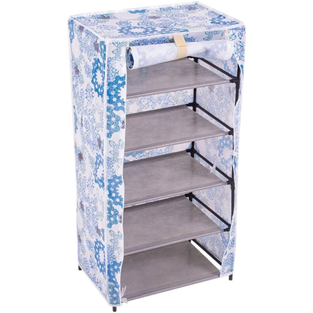 Trade Shop - Scarpiera Salvaspazio Porta Scarpe Tessuto Tnt 44 X 30 X 89 Cm Azzurro -
