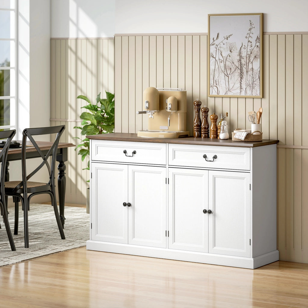 Credenza con 4 ante e 2 cassetti ¨C Xylo ¨C Legno bianco e marrone 140x40x85cm