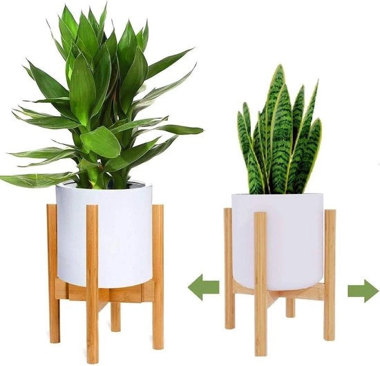 Stand per piante in bambù adattabile - Supporte per vasi flessibili per piante - Registrazione per fiori moderna - Adatto per vasi da 20-30 centimetri