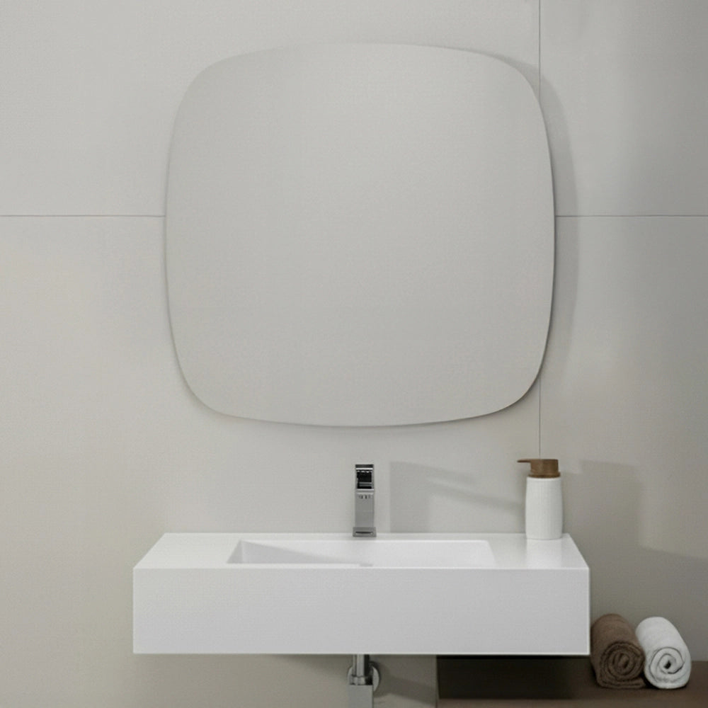 Specchio da parete 80x80 a filo lucido con angoli arrotondati – Aurea