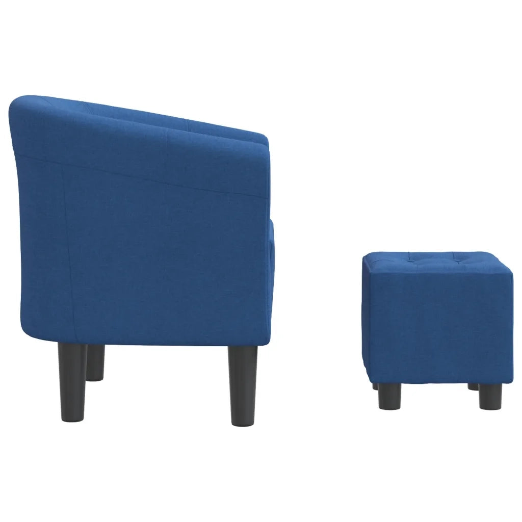 Poltrona Cabriolet con Poggiapiedi Blu in Tessuto 356438