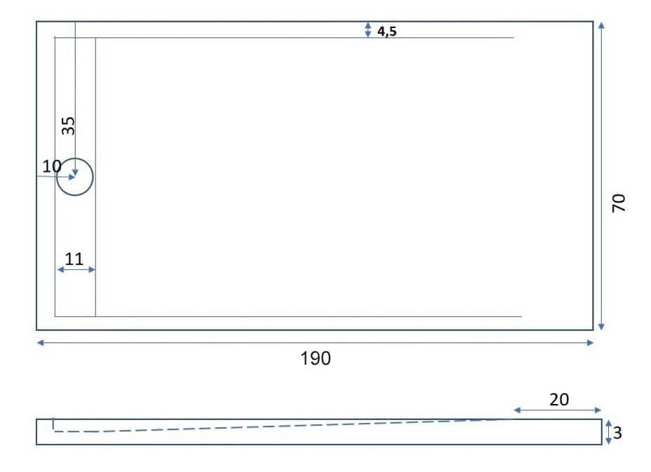 Piatto Doccia 90x190 cm in Pietra Bonussi Canton Grigio Chiaro
