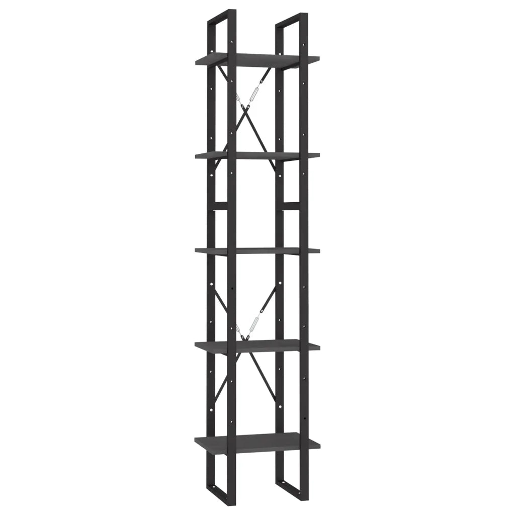 Libreria a 5 Ripiani Grigia 40x30x175 cm in Legno di Pino 3081975