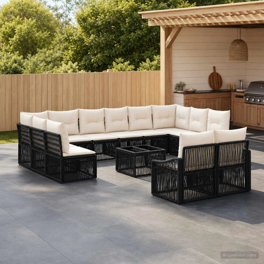 Set Divano da Giardino 13 pz Nero polyrattan 3436153