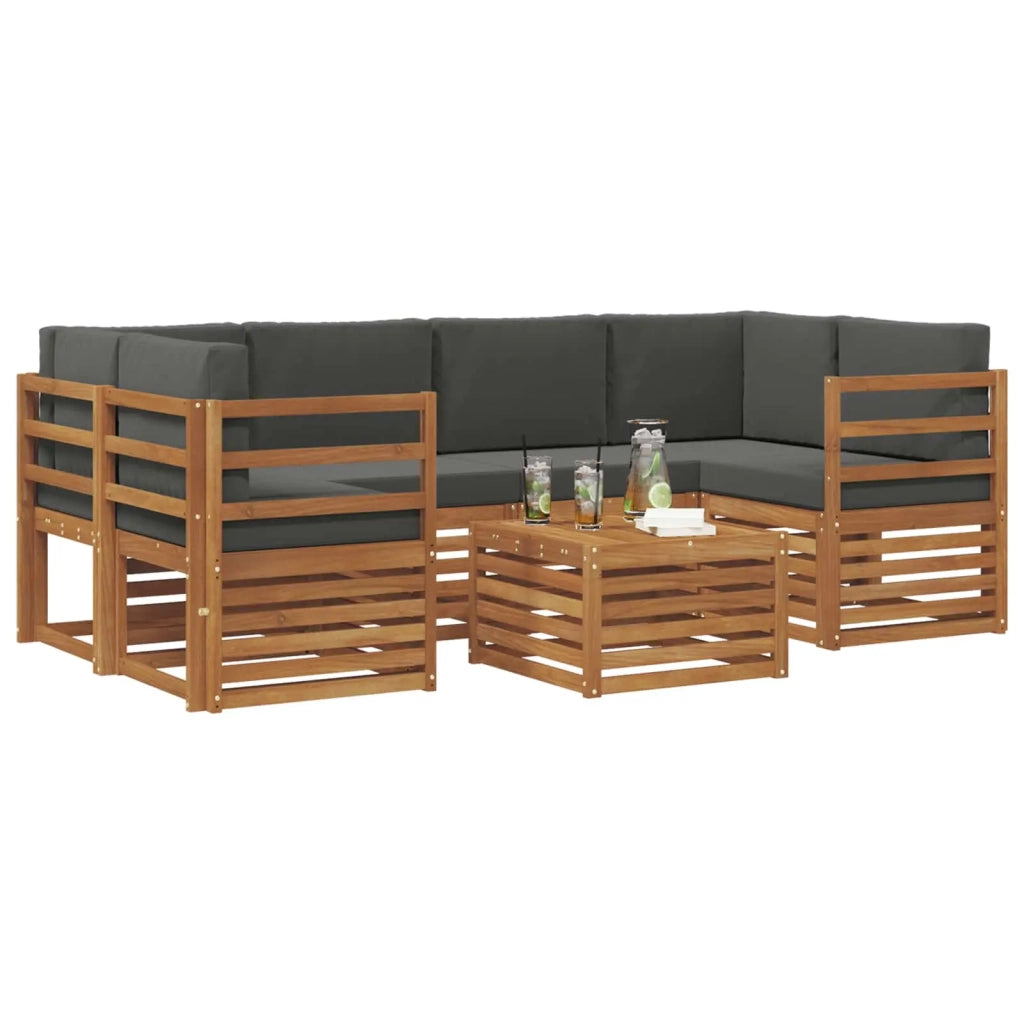Set di divani da esterno con cuscino 7 pcs Naturale e Antracite 3374432