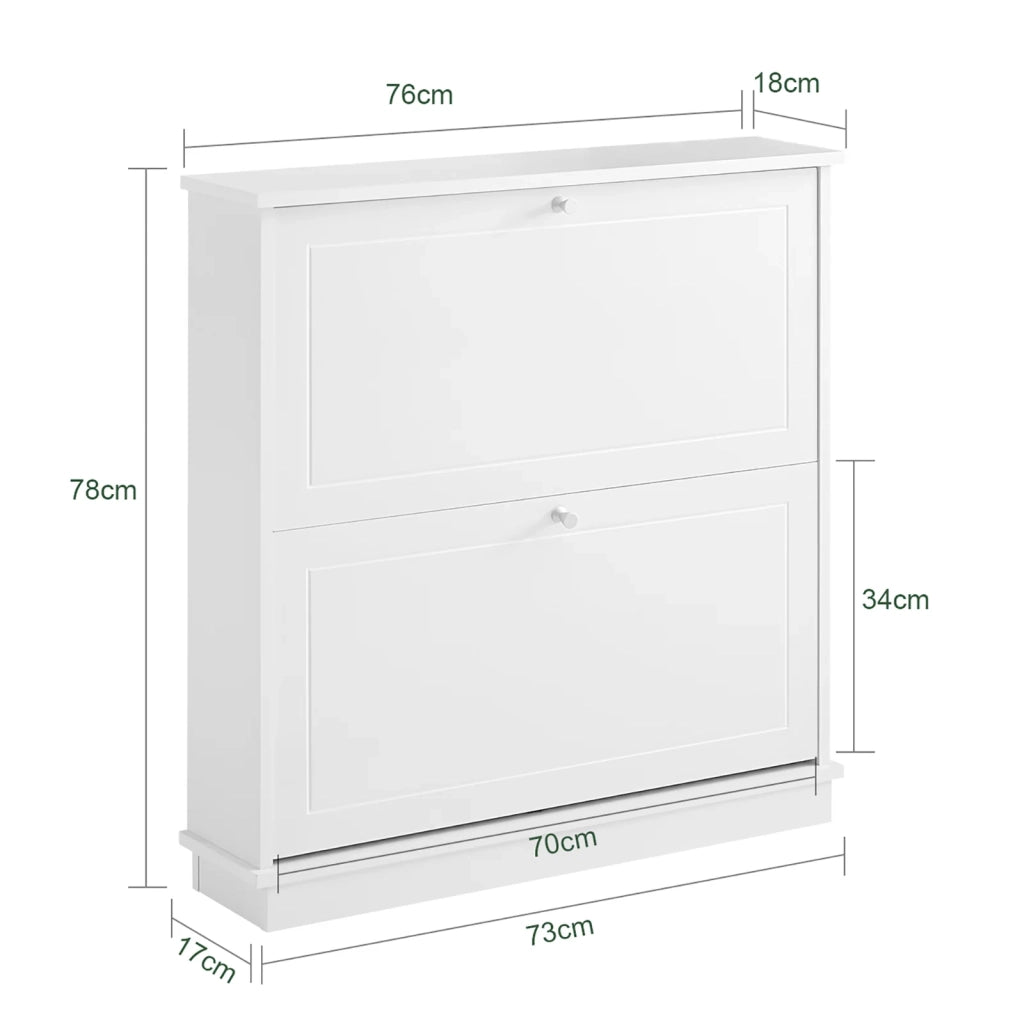 Scarpiera con 2 ante e 4 ripiani, colore: bianco, dimensioni: ca. 76 x 78 x 18 cm FSR99-W