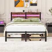 Letto in metallo 120x200 con LED RGB, USB e spazio contenitivo