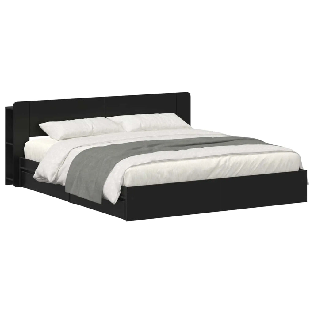Telaio del letto con storage con cassetto Nero 200 x 200 cm 3433605