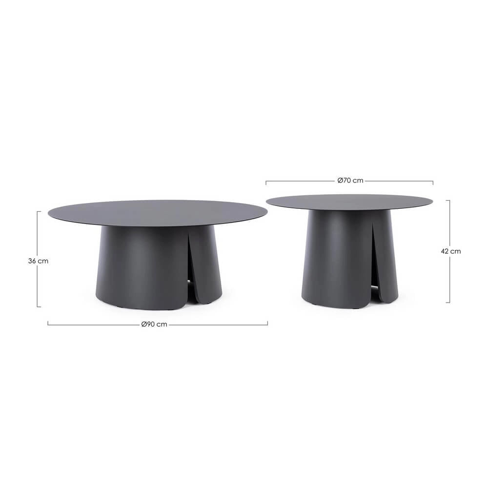 Set di 2 Tavolini da Salotto Rotondi in Alluminio Verniciato - KIRELL