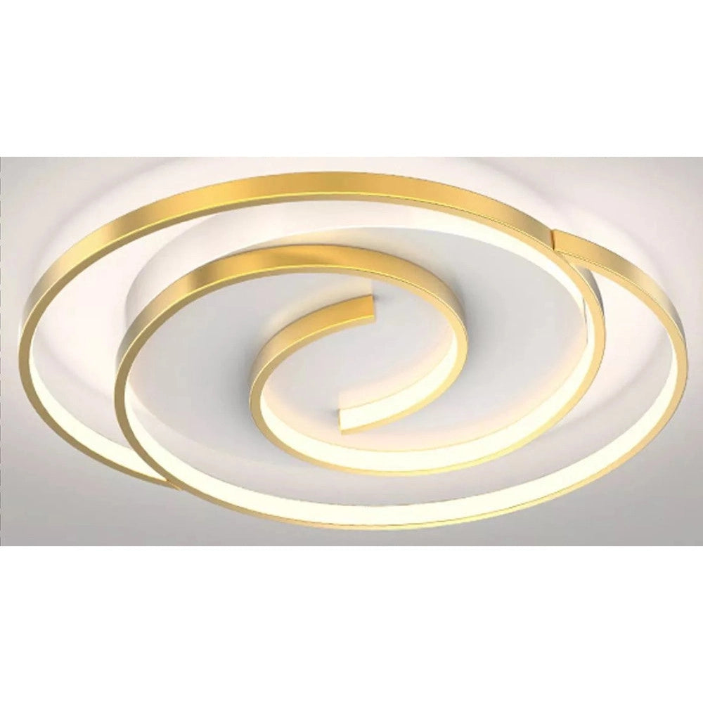 Trade Shop - Plafoniera Led 45w Cerchio Spirale Vortice Oro Lampadario Soffitto Luce 4000k 70630 -