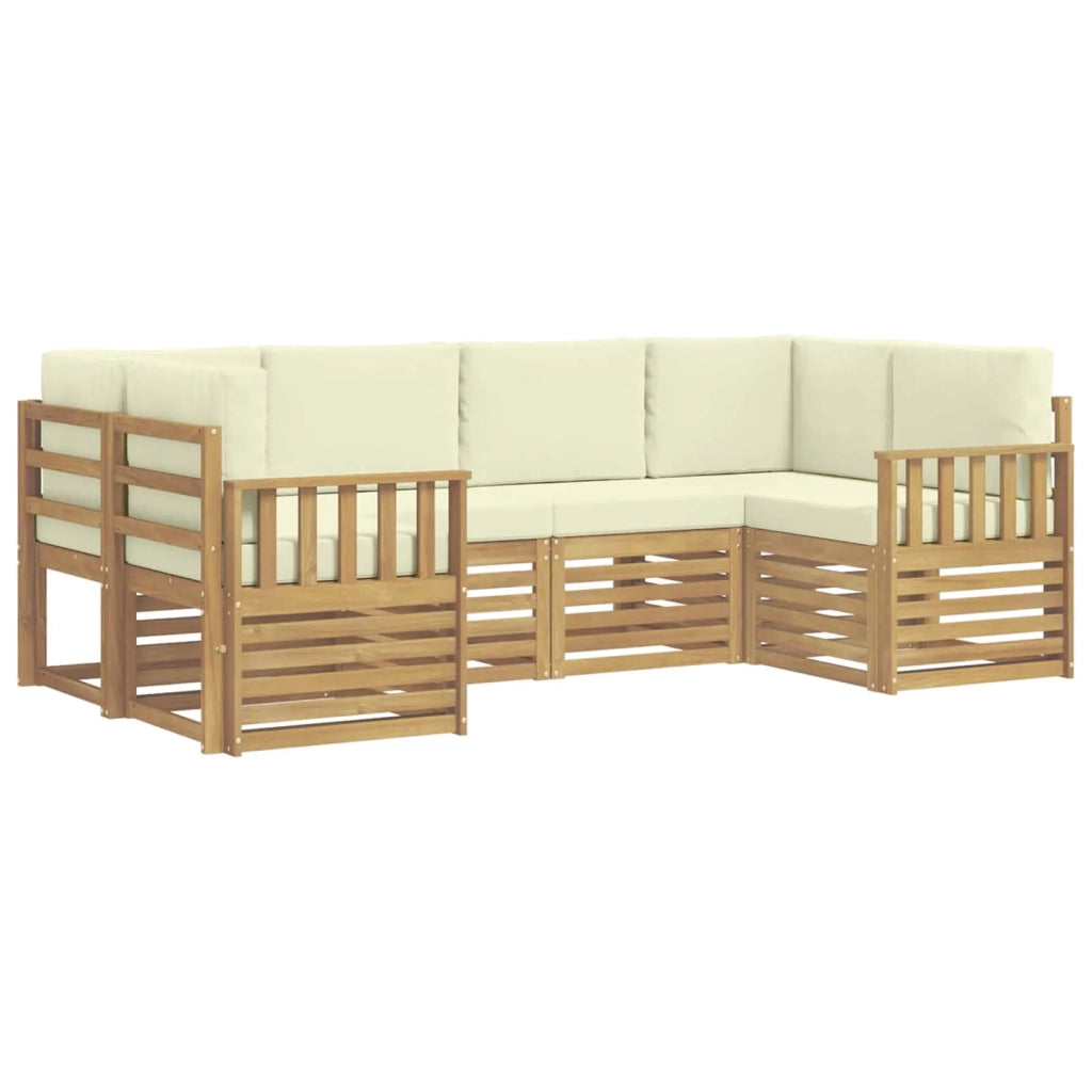 Set di divani da esterno 5 pcs Bianco e Crema