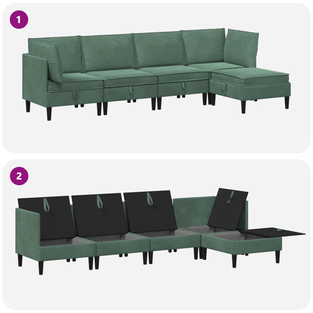 Set di mobili per il soggiorno 5 pcs Verde Mare Velluto
