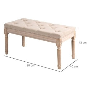 Panca imbottita vintage beige 80x40x43 cm