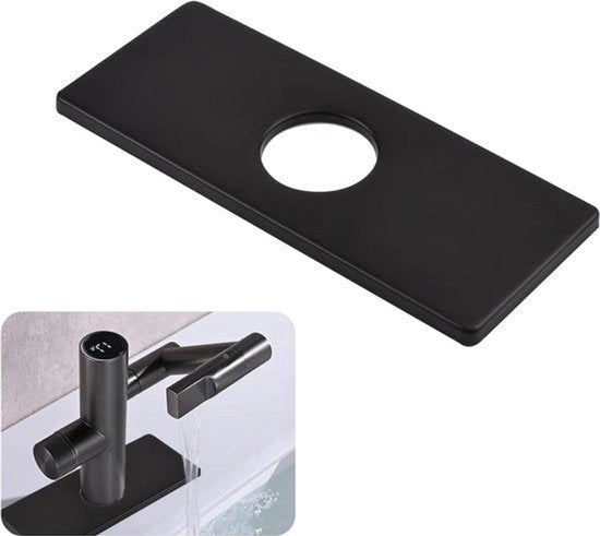 Dekplaat in acciaio inossidabile per goccia di rubinetto unica - RVS - con cappuccina rotonda - per cucina e bagno - 16 x 65 cm