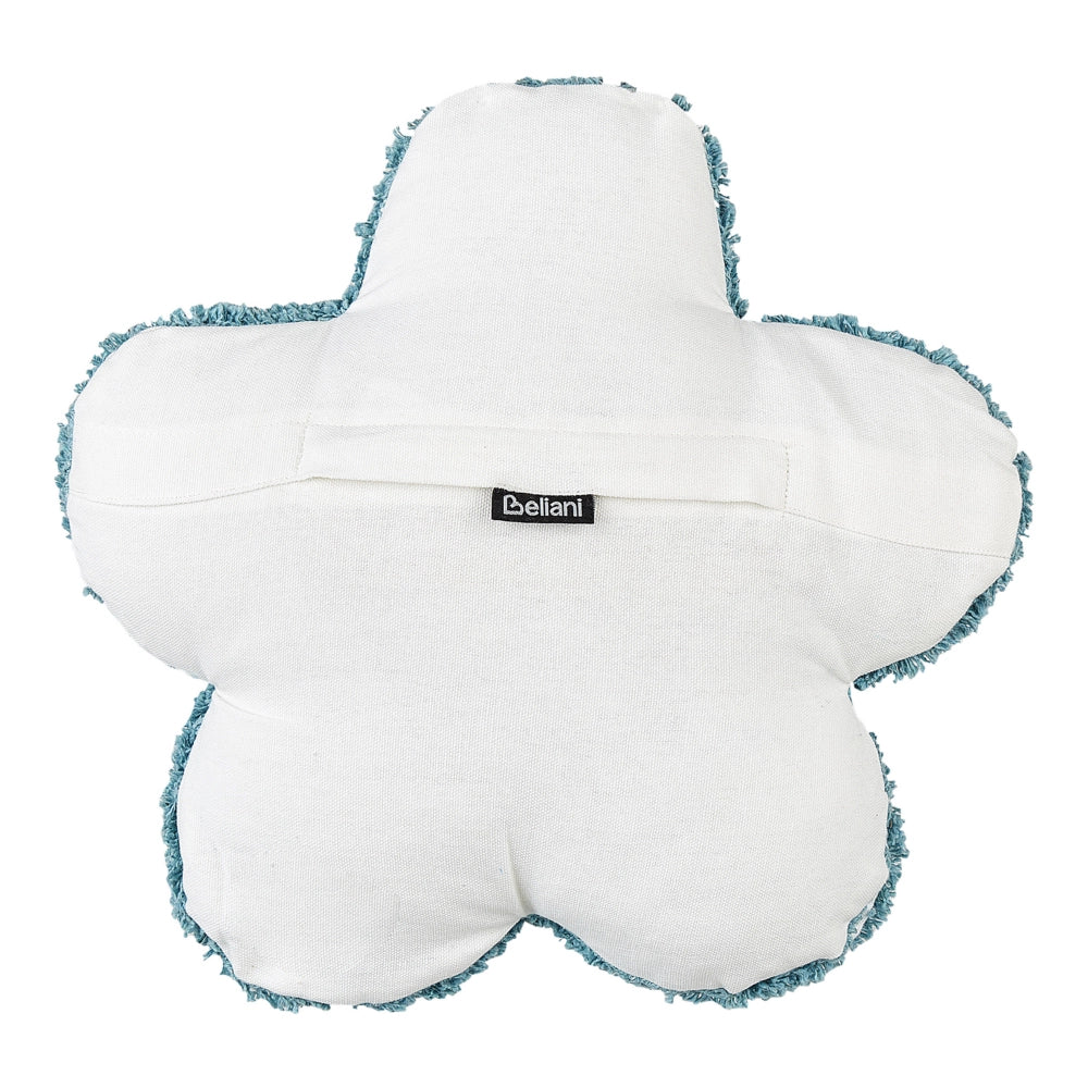 Set di 2 cuscini decorativi per bambini in cotone blu a forma di fiore, decorativi a tema floreale.