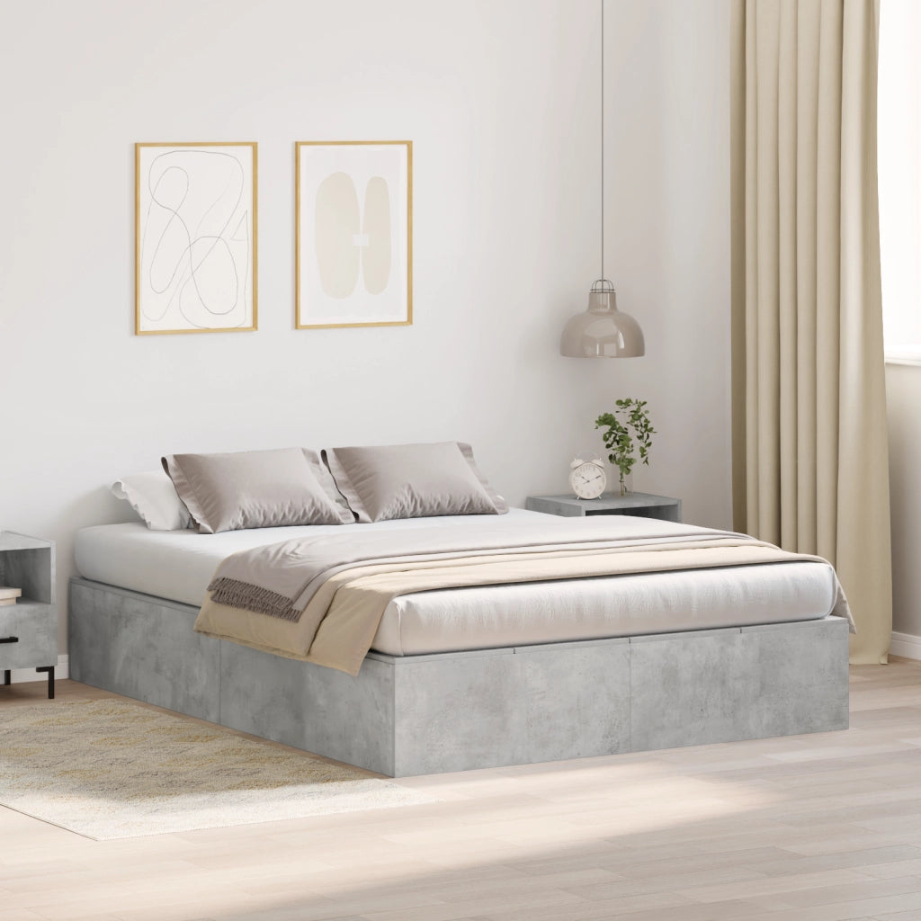Struttura Letto con Contenitore Grigio Cemento 140x190 cm