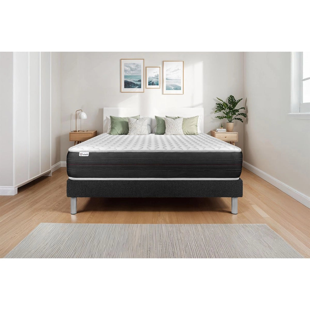 Letto con materasso VITAL SPRING 130 x 200 cm Rete Kit Nero
