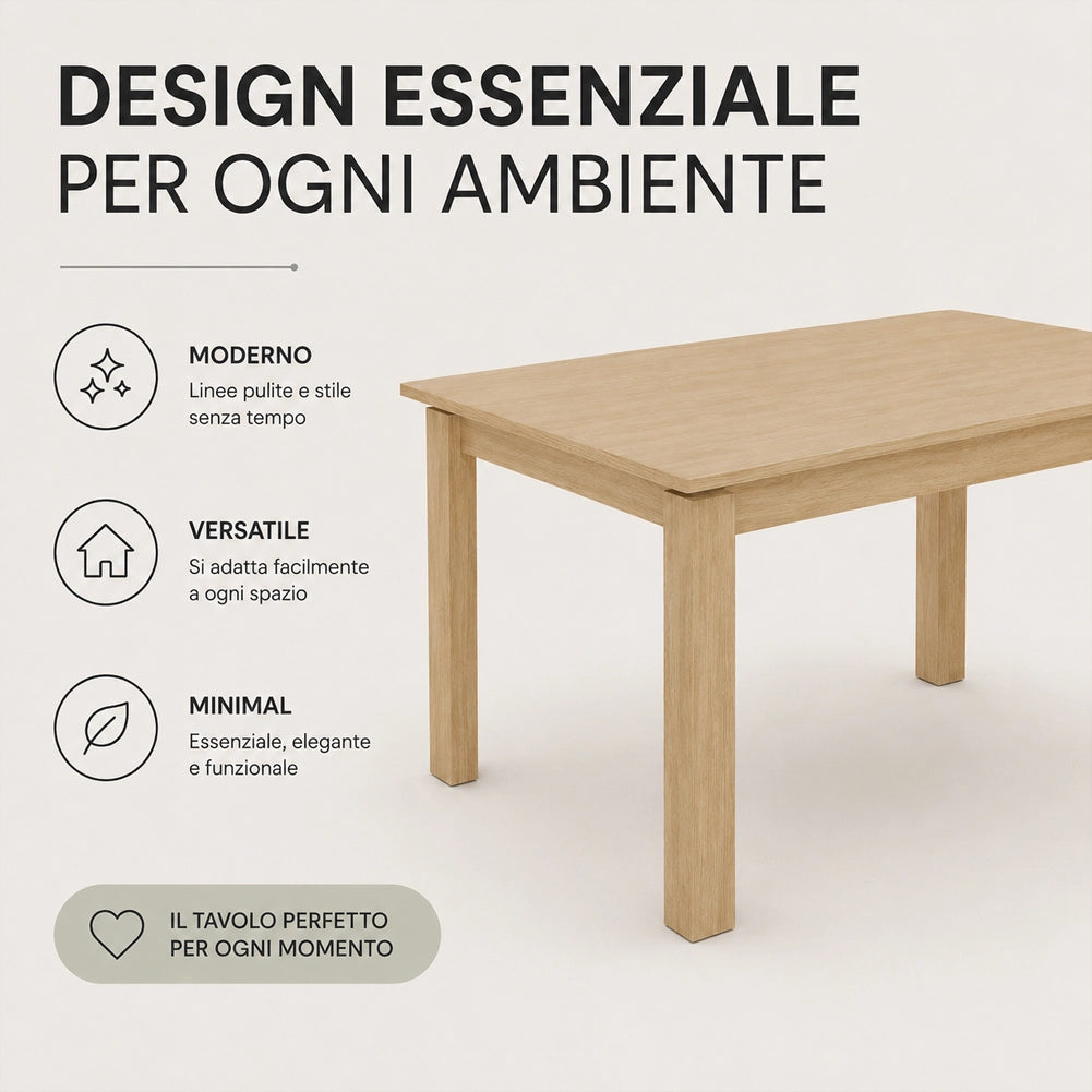 Tavolo da Pranzo 120x80 Allungabile fino a 170 cm Rettangolare in Legno Quercia