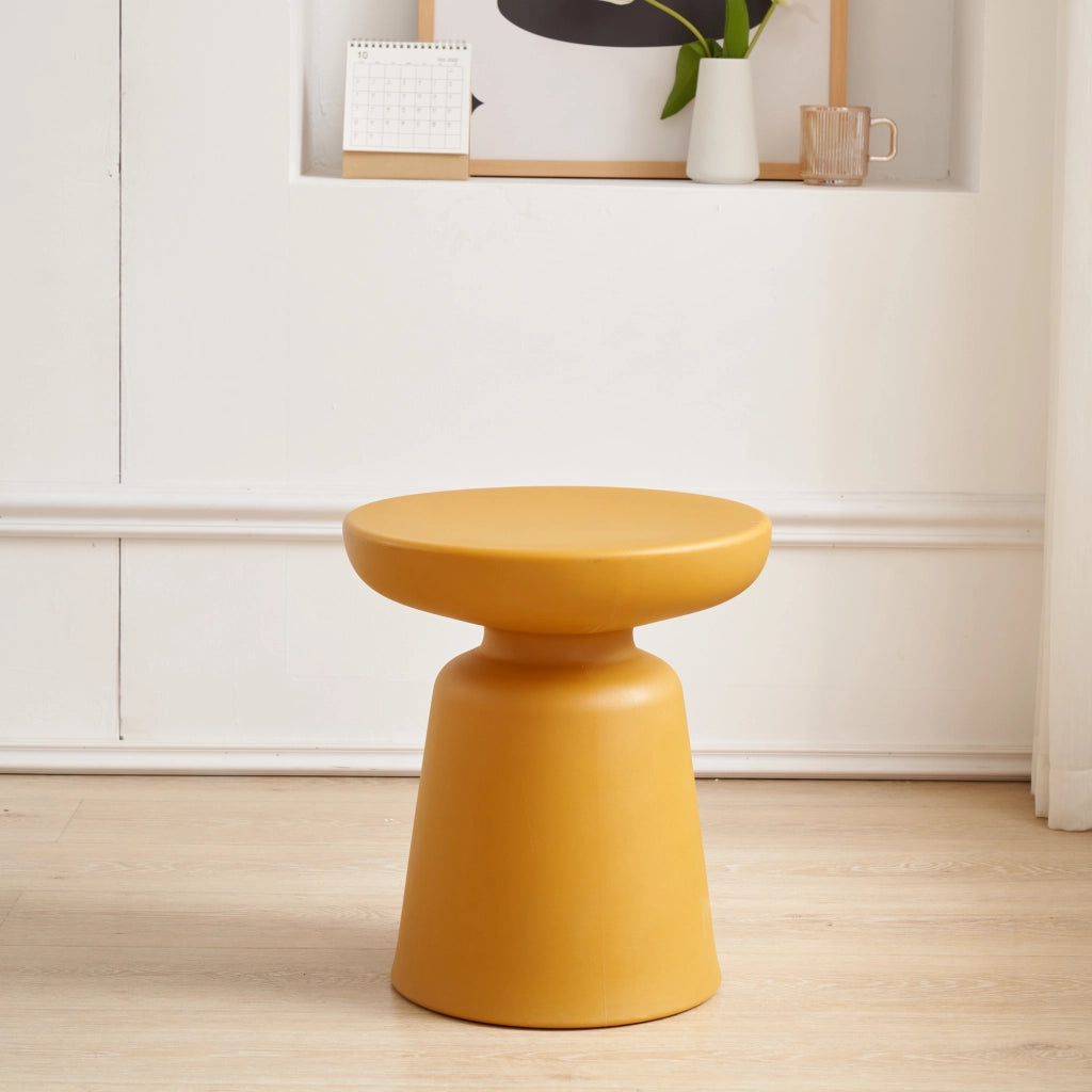 Tavolino da Caffè Posio Piano Rotondo e Base a Campanello 44 x Ø40 cm Giallo [en.casa]