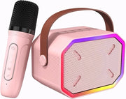 Set di karaoke per bambini con altoparlante Bluetooth microfono senza fili giocattolo con cambio di voce (rosa)