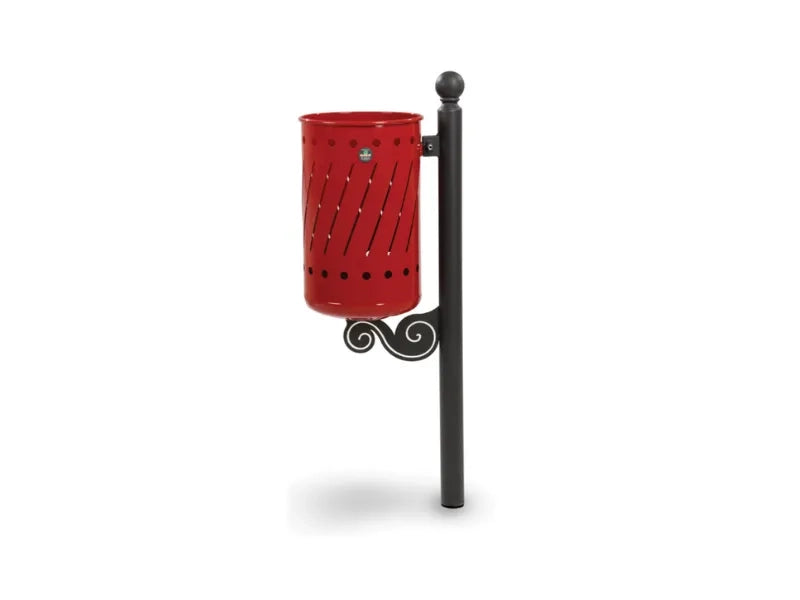 Cestino Decò 575 Giochipark acciaio zincato verniciato Ø30x52h urbano 35lt - RAL 3003 - Filo pavimento