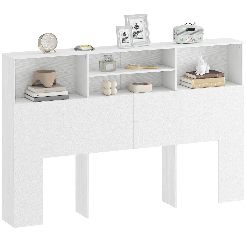 Testiera con cassetti e contenitore ¨C zephmum ¨C bianco 160x20.2x108.2 cm