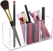 Penne e strumenti per make-up - Organizzatore per acril con 3 contenitori trasparenti per accessori da tavolo e da scrivania
