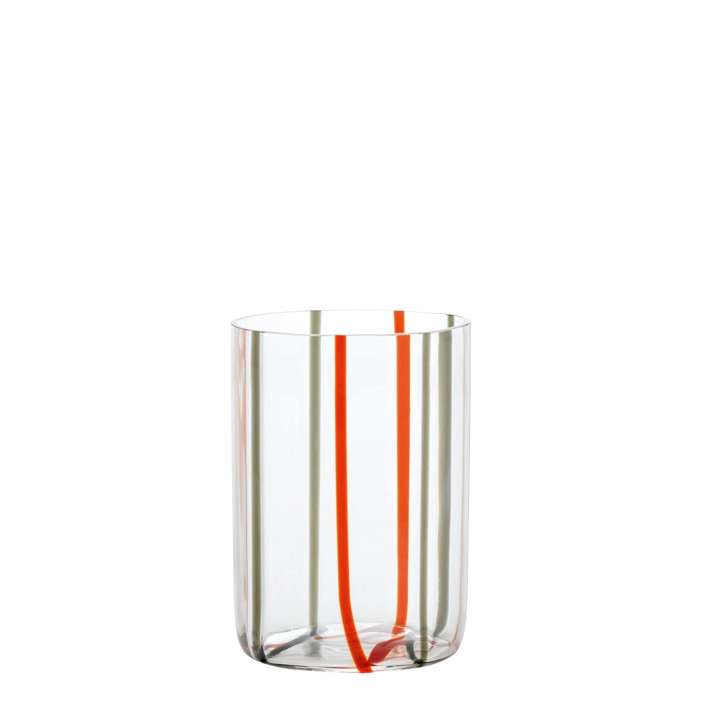 Bicchiere Tirache Zafferano in vetro borosilicato bicolore Rosso-grigio box 6 pezzi