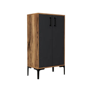 Scarpiera Axarix, Mobile portascarpe, Armadio da ingresso multiuso, Mobiletto per calzature, 60x35h111 cm, Noce e Antracite