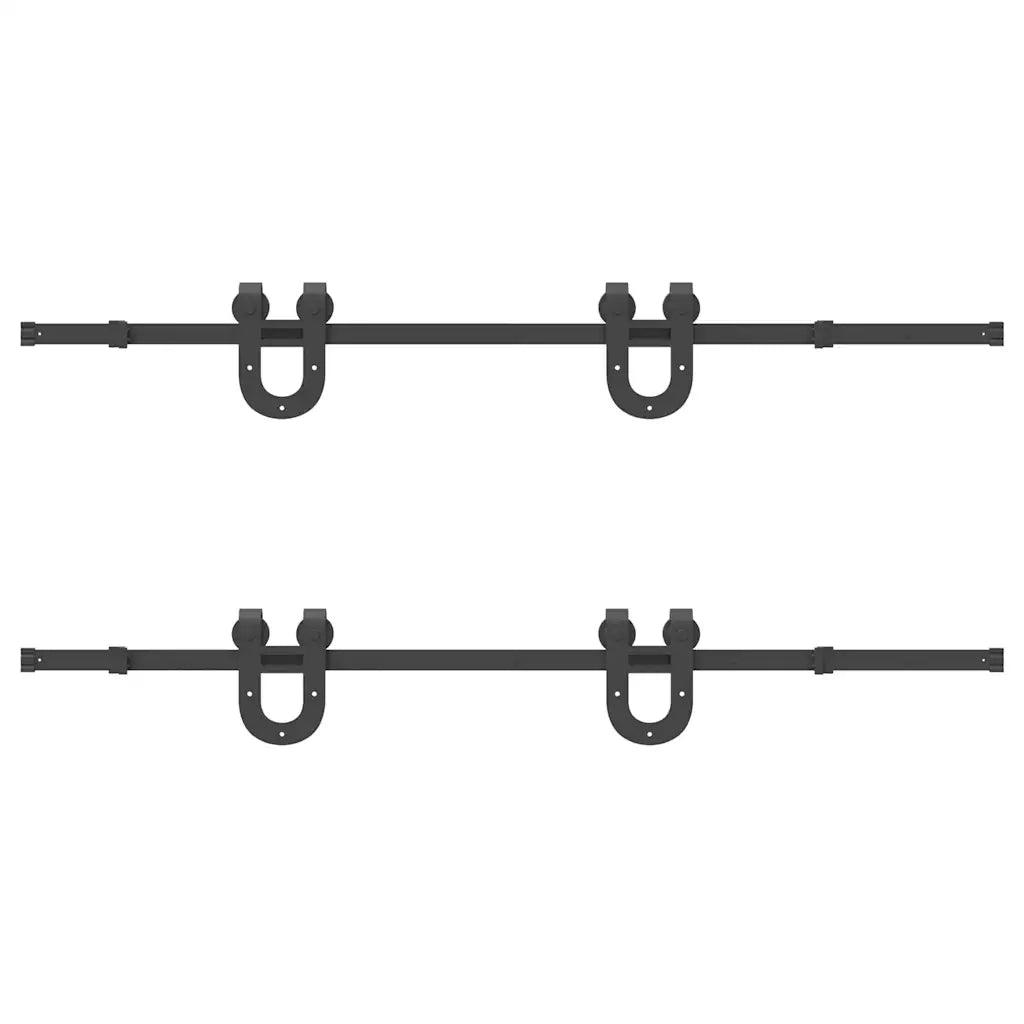 Kit di Binari per Porte Scorrevoli 366 cm Acciaio Nero 3295789