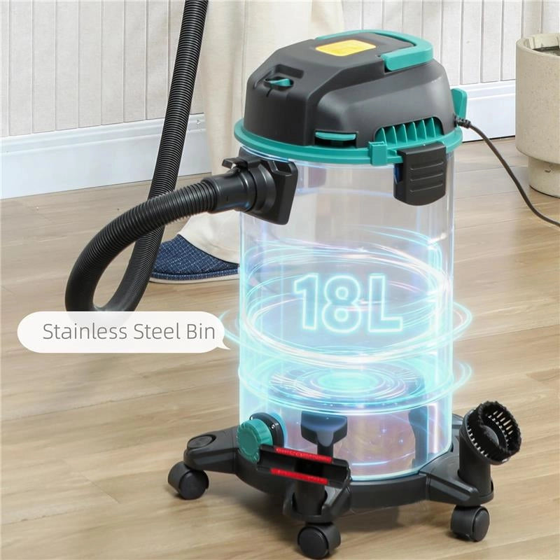 BIDONE ASPIRATUTTO 3 IN 1 DA 1400W, ASPIRASOLIDI, LIQUIDI E SOFFIATORE, CAPACITÓ 18L, TRIPLO FILTRO E ACCESSORI
