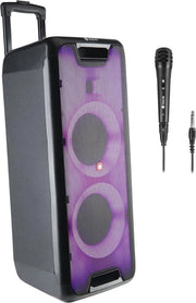 Altoparlante per party con microfono - set karaoke con subwoofer - con animazione LED inclusa