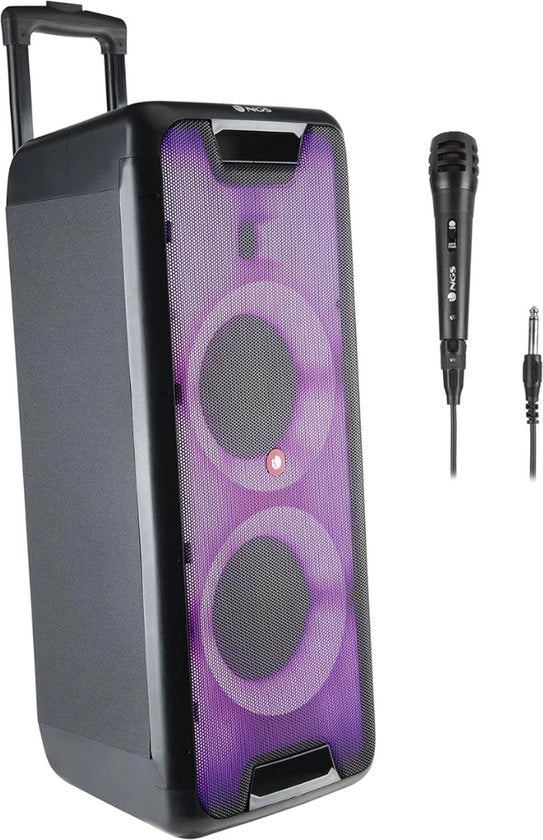 Altoparlante per party con microfono - set karaoke con subwoofer - con animazione LED inclusa
