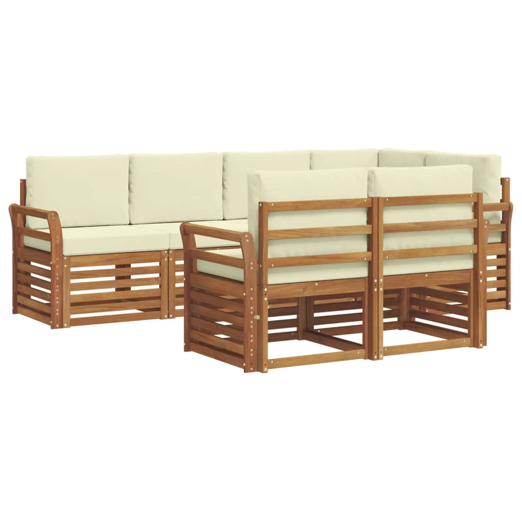 Set divano sezionale con cuscino 7 pcs Naturale e Crema 3374970