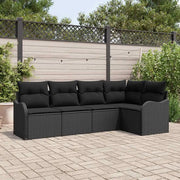 Set Divano da Giardino con archiviazione 5 pcs Nero polyrattan 3354372