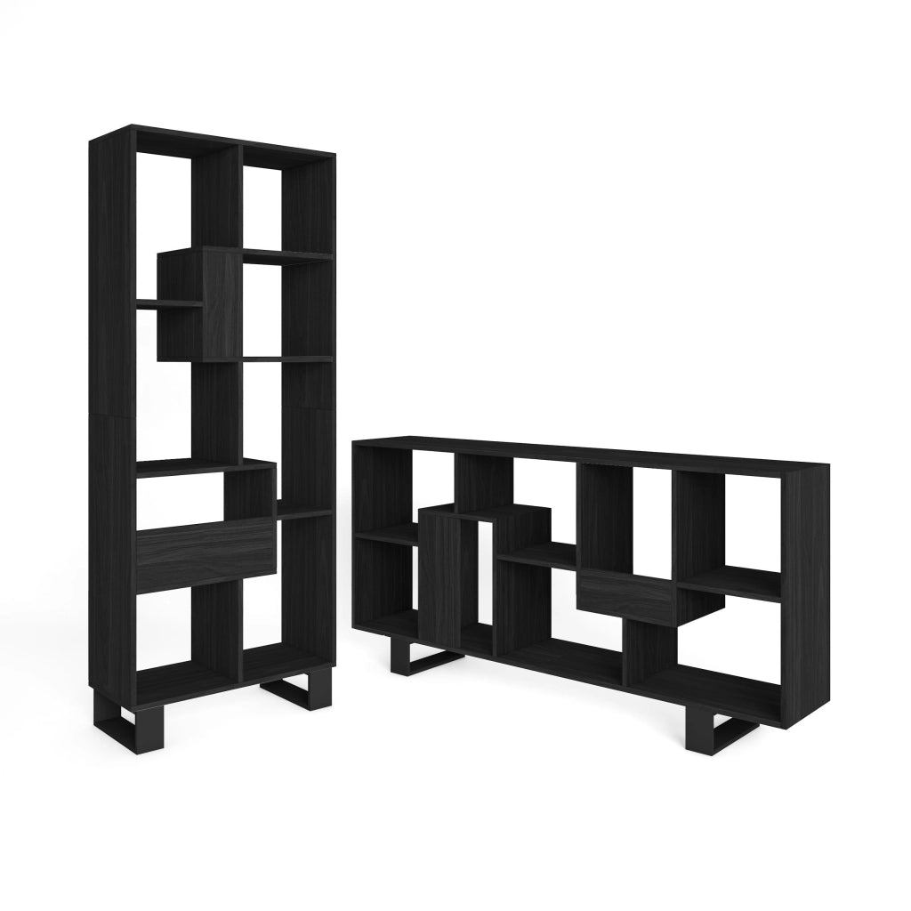 Libreria scaffale, 174x67x31, Design industriale, Nero RF4122