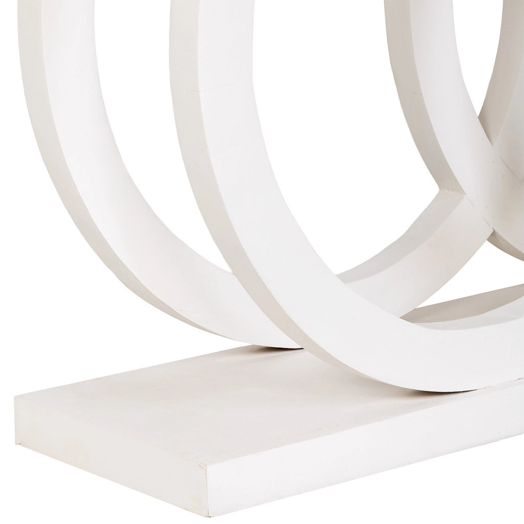 Tavolino da ingresso in legno bianco artigianale 120x30x75h cm