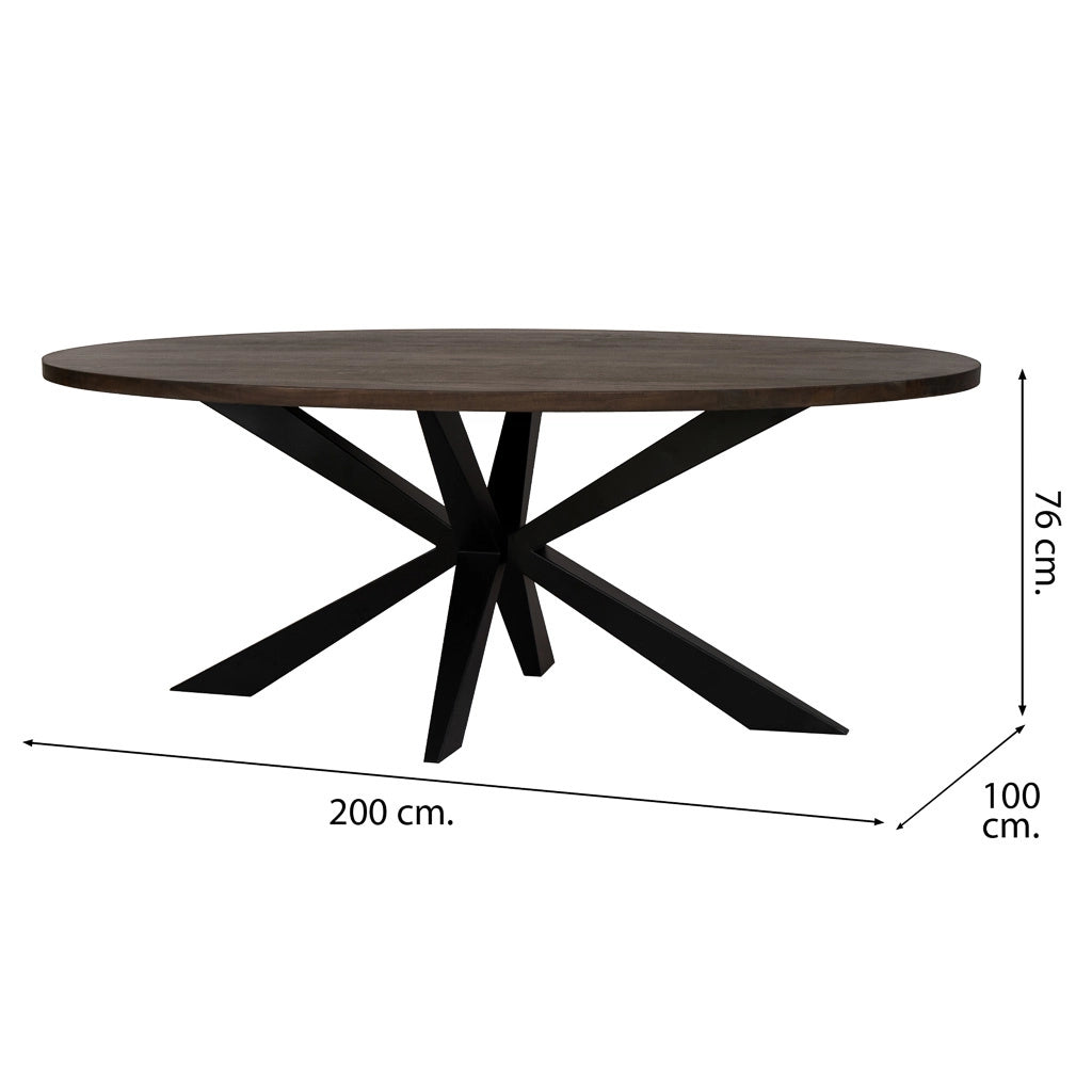 Tavolo pranzo ovale finitura legno, 200x100x76