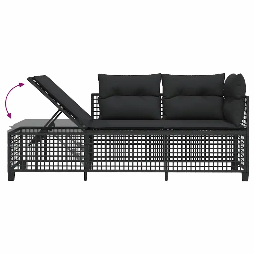 Set Divani ad Angolo 3 pz | Set Salotto da Giardino con Cuscini in Polyrattan Nero