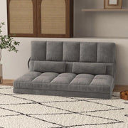 DIVANO DA TERRA 2 IN 1 CON SCHIENALE RECLINABILE SU 7 LIVELLI E CUSCINI, 130X73X60 CM, GRIGIO CARBONE