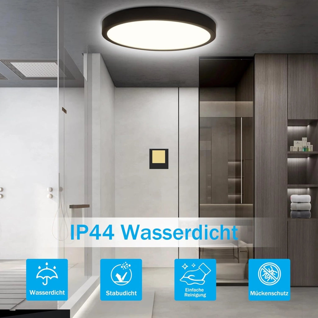 ZMH Lampada da soffitto plafoniera LED rotonda nera 24W 4000K bianco neutro 23cm per cucina ufficio soggiorno