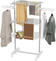 Asciugatrice portatile su ruote - Asciugatrice con 3 livelli di inclinazione, stendibiancheria pieghevole, 80-142 x 55 x 152 cm
